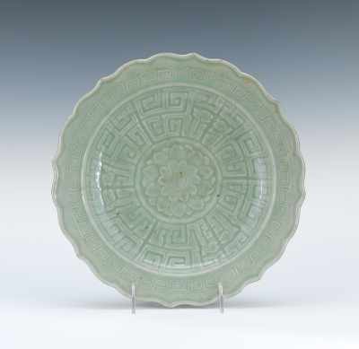 Appraisal: A Chinese Longquan Celadon Plate Barbed rim deep well plate