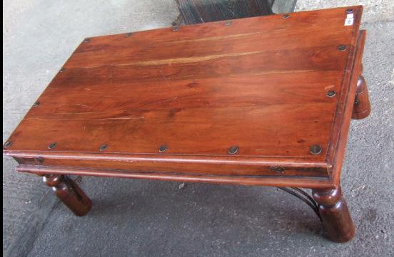 Appraisal: A th century teak and iron bound coffee table cm