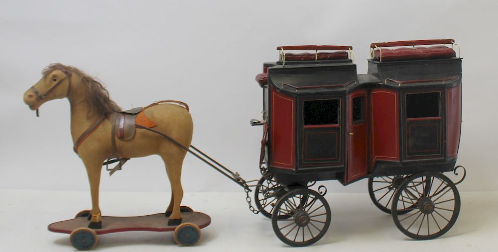 Appraisal: Antique Toy Carriage And Horse From a Long Island City