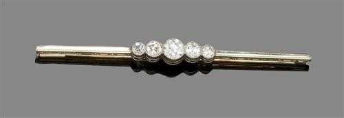 Appraisal: TWO DIAMOND BAR BROOCHES ca and respectively White gold and