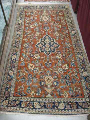 Appraisal: Mahal Persian Handmade Rug floral design on salmon field '