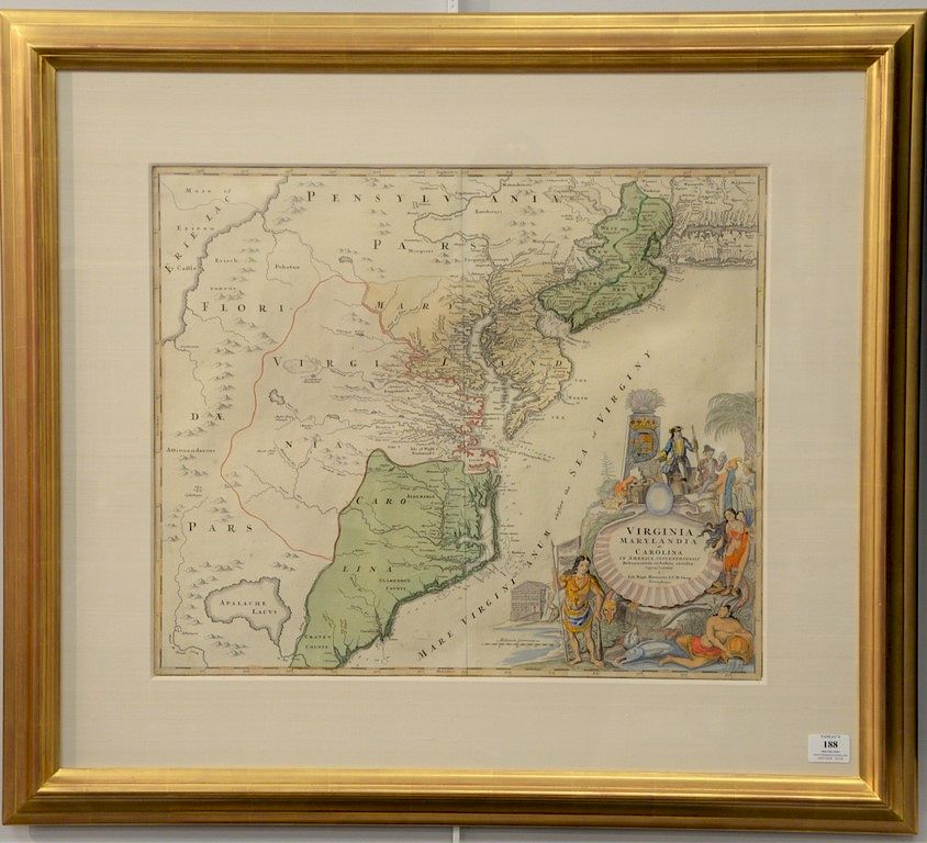 Appraisal: Johann Baptist Homann hand colored double page engraved map Virginia