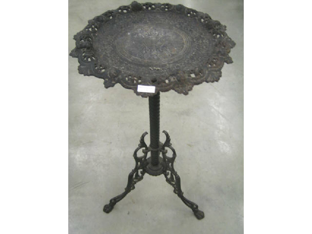 Appraisal: Victorian Cast Iron Plant Stand ornate tri-footed base tall diameter