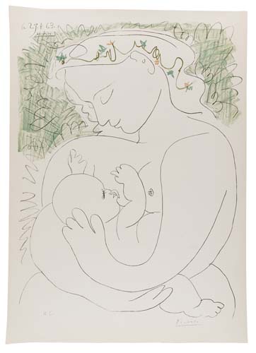 Appraisal: PABLO PICASSO after Grande Maternit Color lithograph on Arches wove