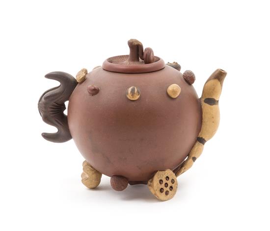 Appraisal: Sale Lot A Yixing Pottery Teapot the globular body with