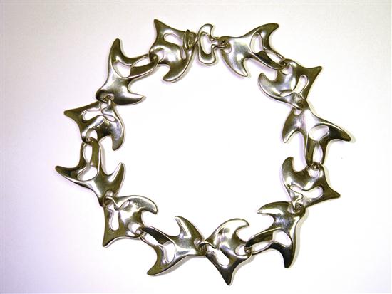 Appraisal: JEWELRY Georg Jensen Henning Koppel ''Amoeba'' sterling silver Modernest necklace