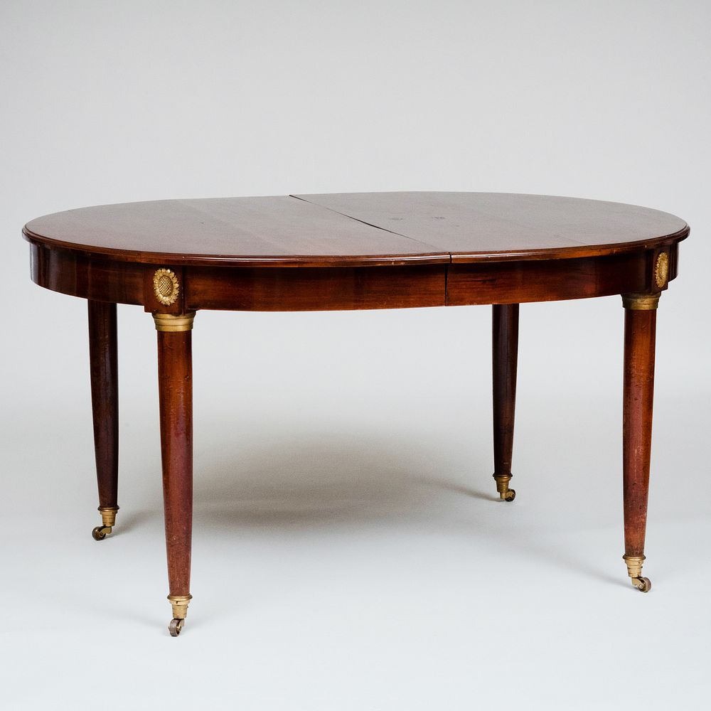 Appraisal: Louis XVI Style Ormolu-Mounted Mahogany Extension Dining Table Fitted with