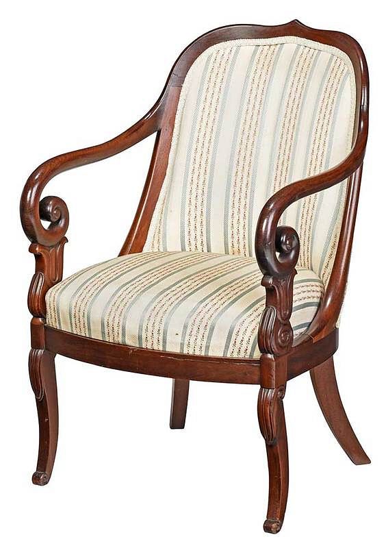 Appraisal: Historic Millford D Phyfe Son Carved Armchair American New York