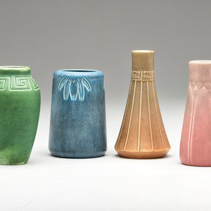 Appraisal: Rookwood Pottery American - Four Carved and Mat Vases glazed