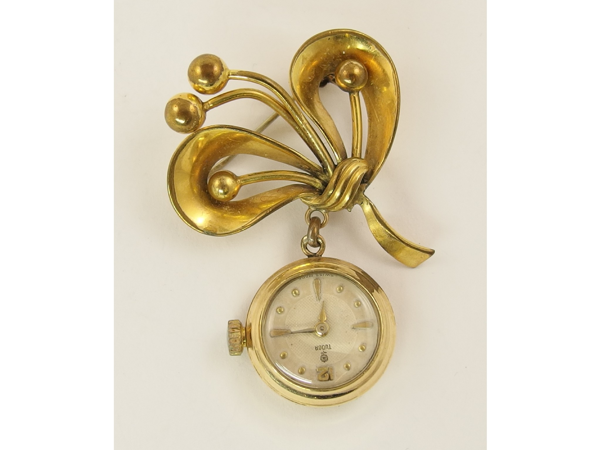 Appraisal: A gold plated Tudor brooch fob watch