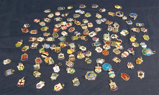 Appraisal: Collection of silver and enamelled city and country shields marked