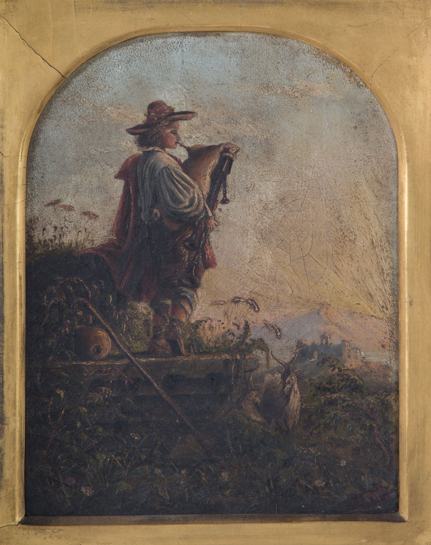 Appraisal: Continental School th c Bagpiper oil oil on canvas unsigned