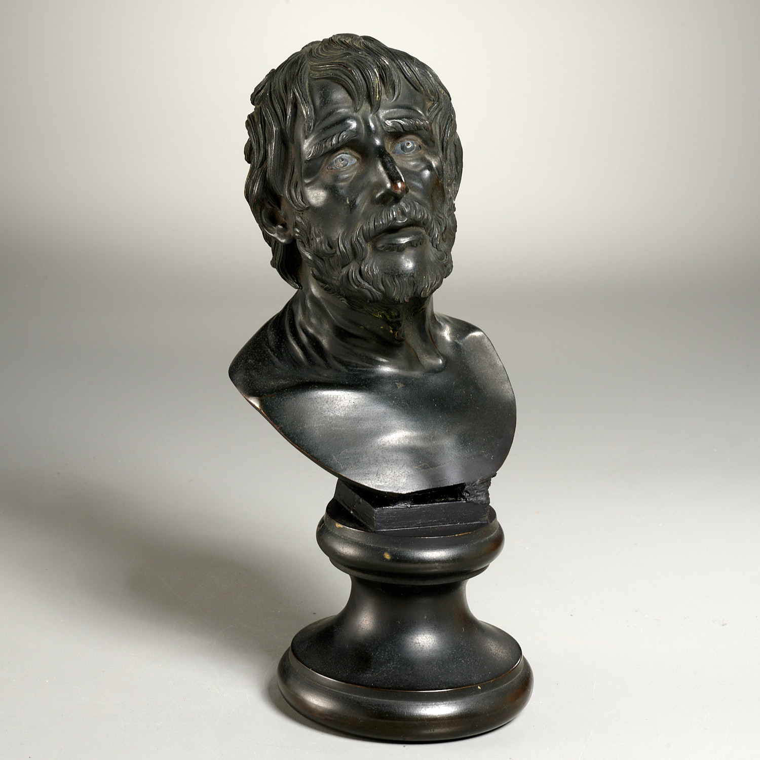 Appraisal: ITALIAN SILVER INLAID BRONZE BUST EX-MUSEUM Last quarter th c