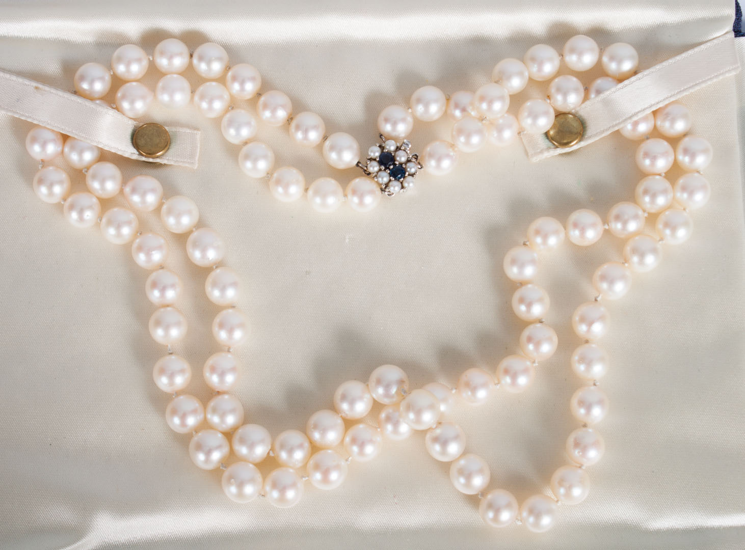 Appraisal: Lady's double strand cultured pearl necklace with a K white