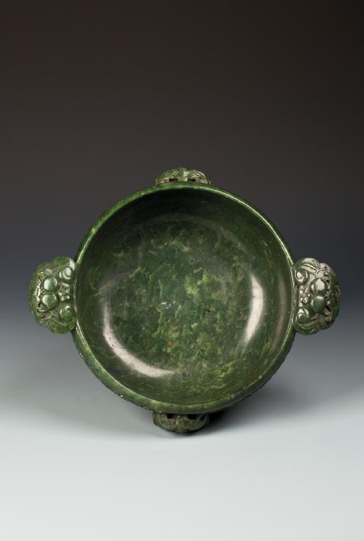 Appraisal: THE MATHESON BOWL A MAGNIFICENT CHINESE SPINACH GREEN JADE BOWL