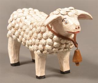 Appraisal: Strawser Folk Art Figure of a Sheep dated Strawser Carved