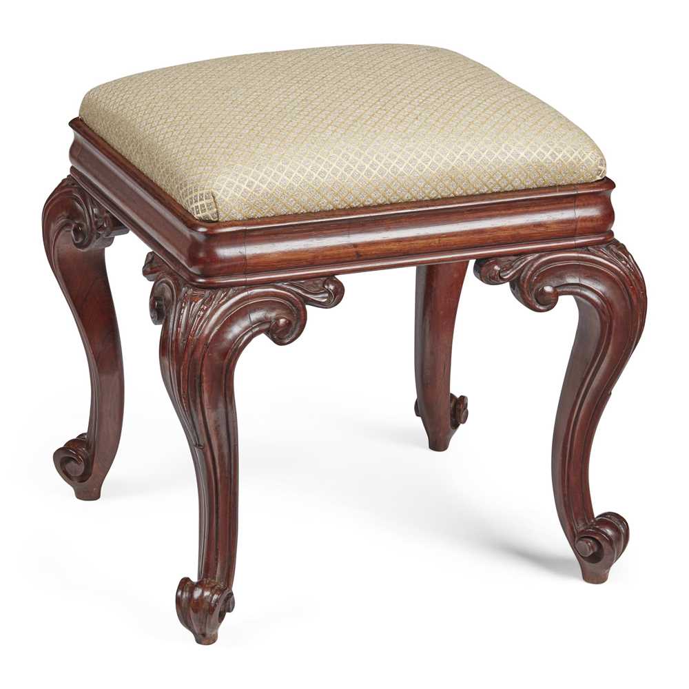 Appraisal: Y WILLIAM IV ROSEWOOD STOOL TH CENTURY the square drop-in