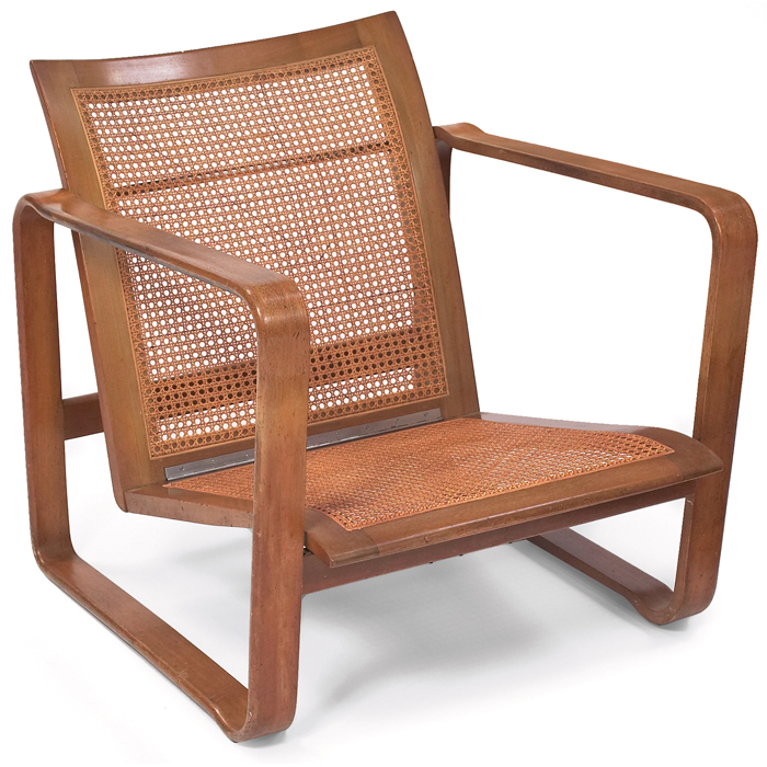 Appraisal: Edward Wormley lounge chair by Dunbar molded mahogany wood frame