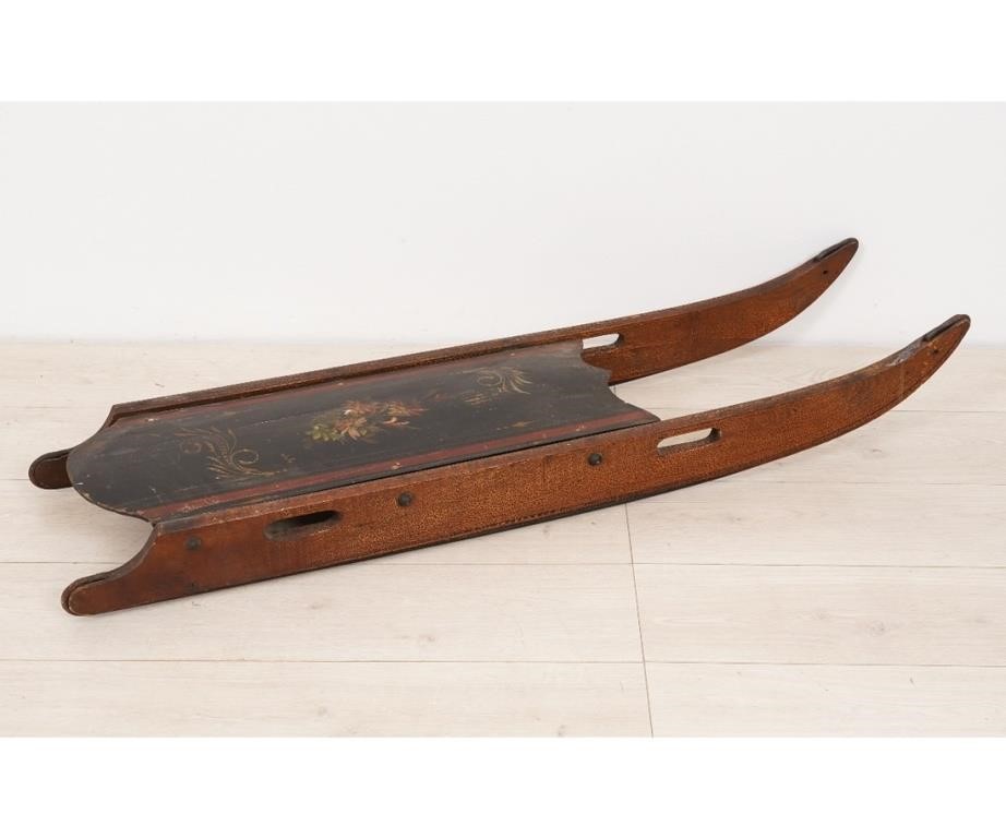 Appraisal: Vintage child's sled wood with iron runners and floral paint