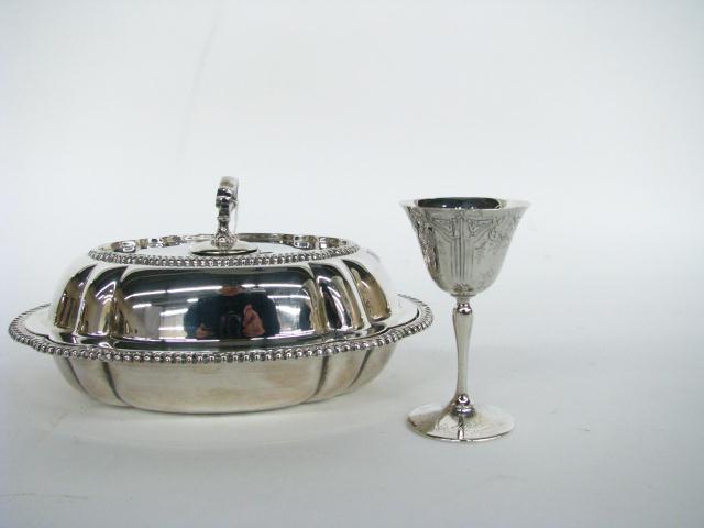 Appraisal: Silver Plate Stemware and Lidded Casserole including eight embossed ''