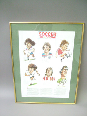 Appraisal: Soccer Hall of Fame-A coloured limited edition caricature print pencil