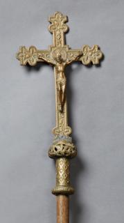 Appraisal: French Gilt Bronze Processional Crucifix early French Gilt Bronze Processional