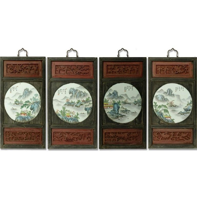 Appraisal: Four Chinese Porcelain Plaques Set of Four Early th Century