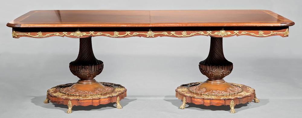 Appraisal: Regency-Style Carved and Bronze-Mounted Mahogany Pedestal Dining Table molded top