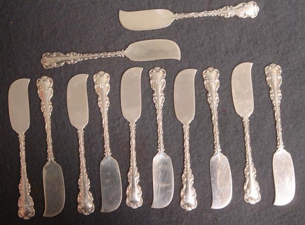 Appraisal: Whiting sterling silver Louis XV butter spreaders mono l TO