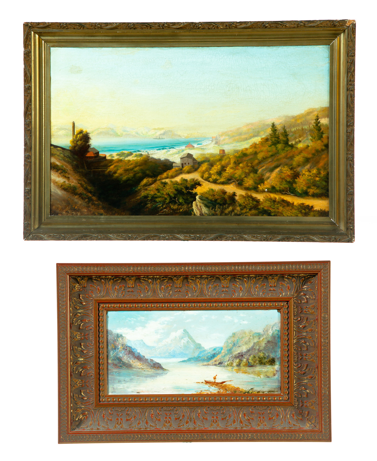 Appraisal: TWO LANDSCAPE OIL PAINTINGS American rd quarter- th century Two