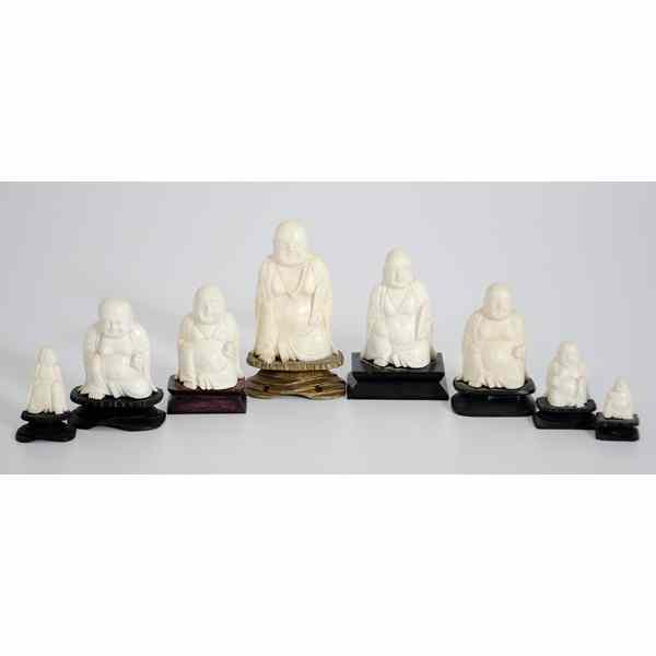 Appraisal: Chinese Ivory Buddha Carvings China a group of eight Buddha