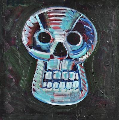 Appraisal: Frank E Romero Mexican b Calavera Oil on plywood signed