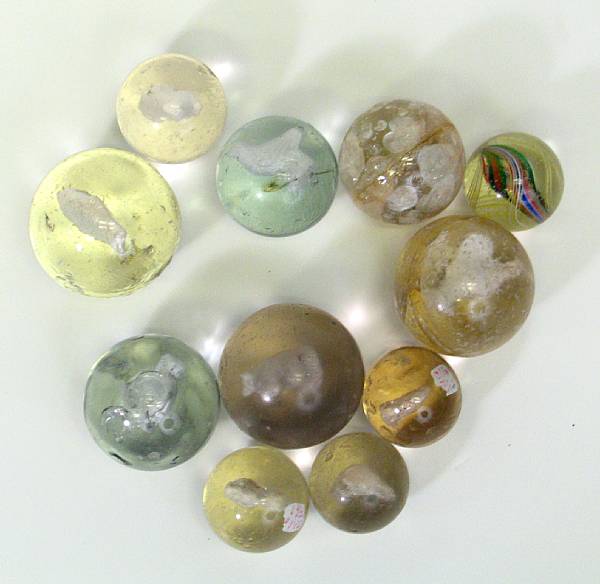 Appraisal: Sulphide Marbles Lot of handmade Sulphide marbles including scarce fish