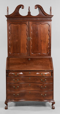 Appraisal: New England Chippendale Desk and Bookcase Connecticut River Valley late