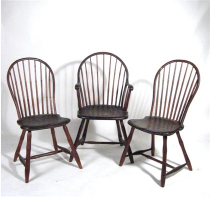 Appraisal: Three hoop-back windsor chairs early th century Including an arm