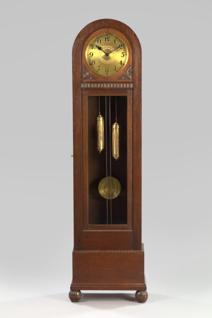 Appraisal: German Oak Arched Top Tallcase Clock early th century the