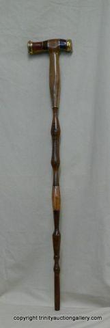 Appraisal: Custom Walking Cane Hand Turned Made long Hardwoods Exotics Black