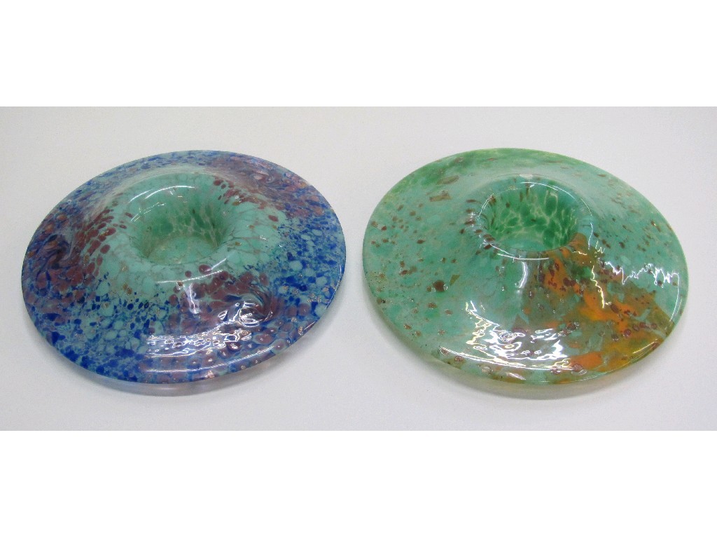 Appraisal: Two Scottish glass posy bowls with gilt aventurine