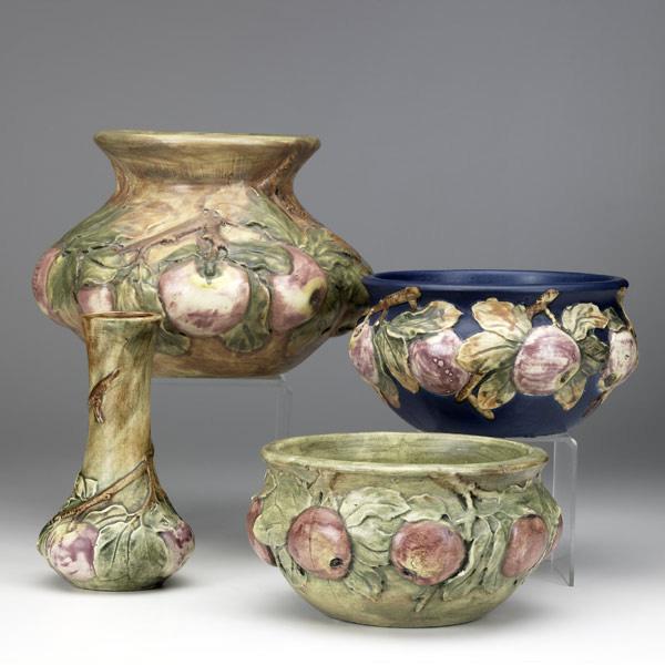 Appraisal: WELLER Baldin four pieces bud vase and three squat vessels