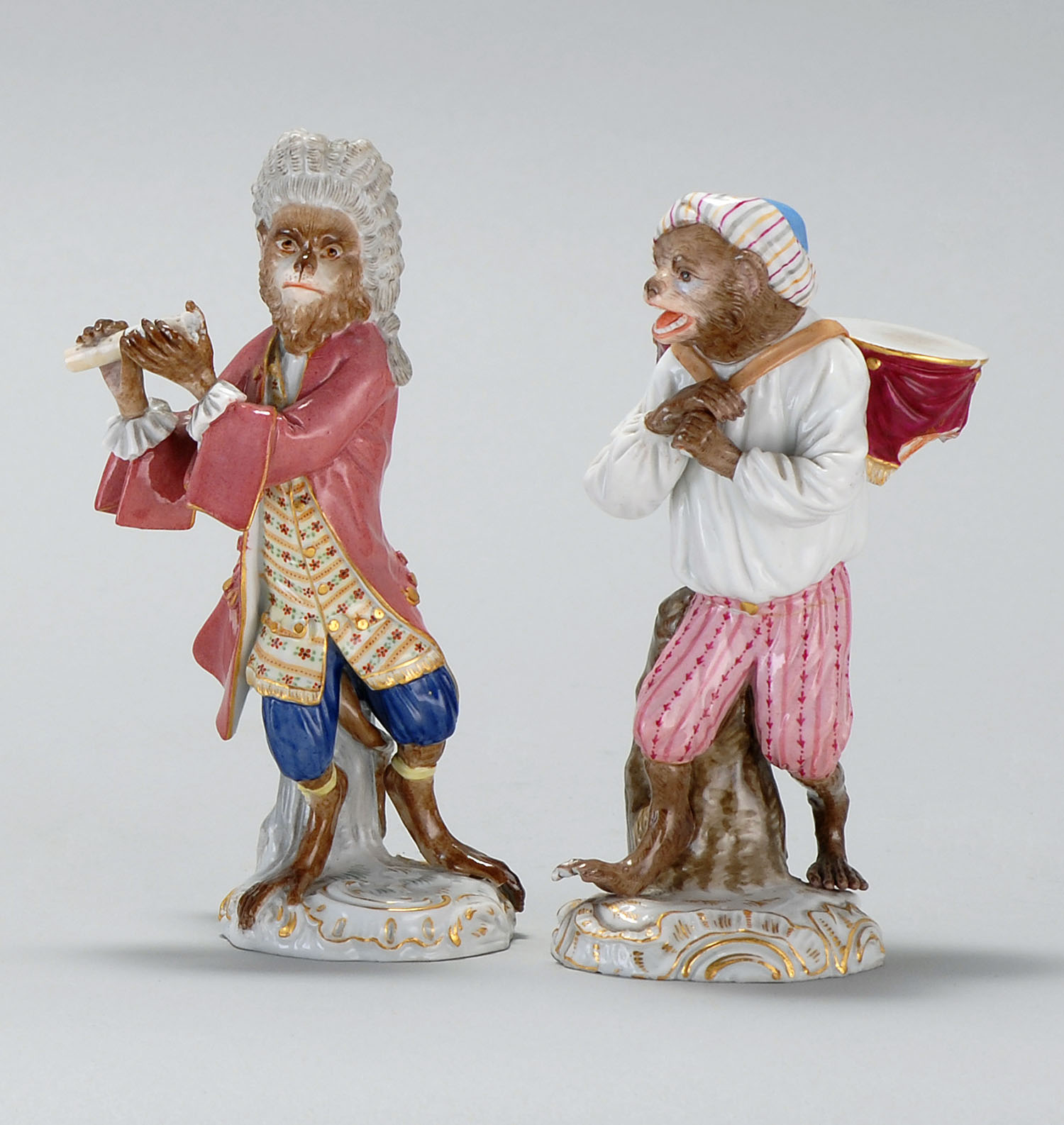 Appraisal: TWO MEISSEN PORCELAIN FIGURES th CenturyIn the form of monkeys