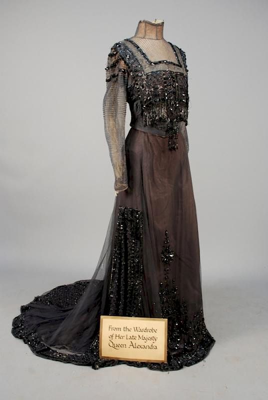 Appraisal: PARIS BEADED TULLE GOWN ATTRIBUTED to QUEEN ALEXANDRA - Two-piece