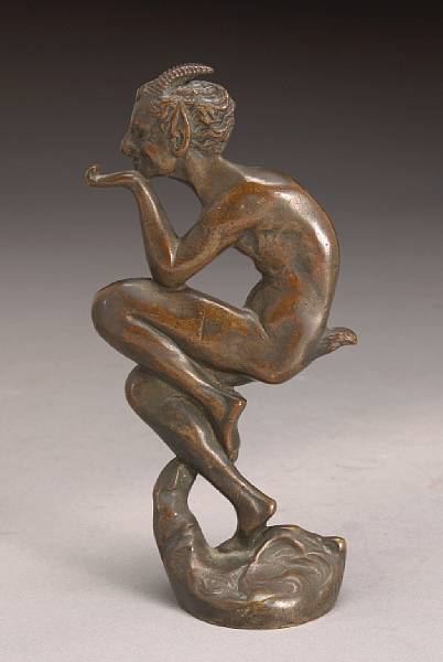 Appraisal: A Dancing Faun mascot by Henri Payen French s signed