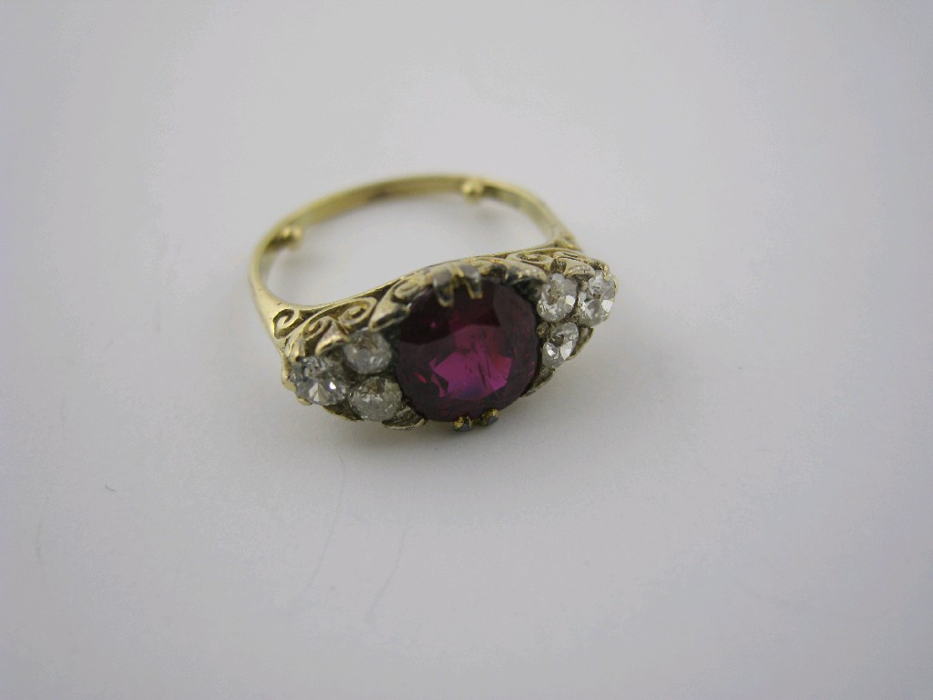 Appraisal: A Victorian Ruby and Diamond Ring the large oval-cut ruby