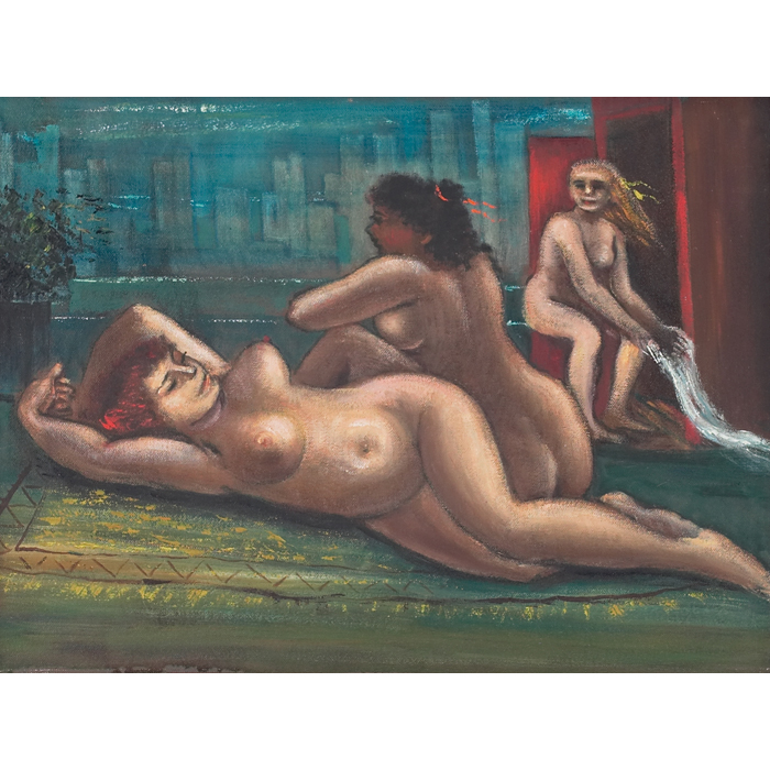 Appraisal: Albert Pels American - ''Nudes on Rooftop '' c oil