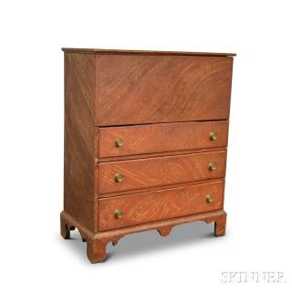 Appraisal: Federal Paint-decorated Three-drawer Blanket Chest th century restoration ht wd