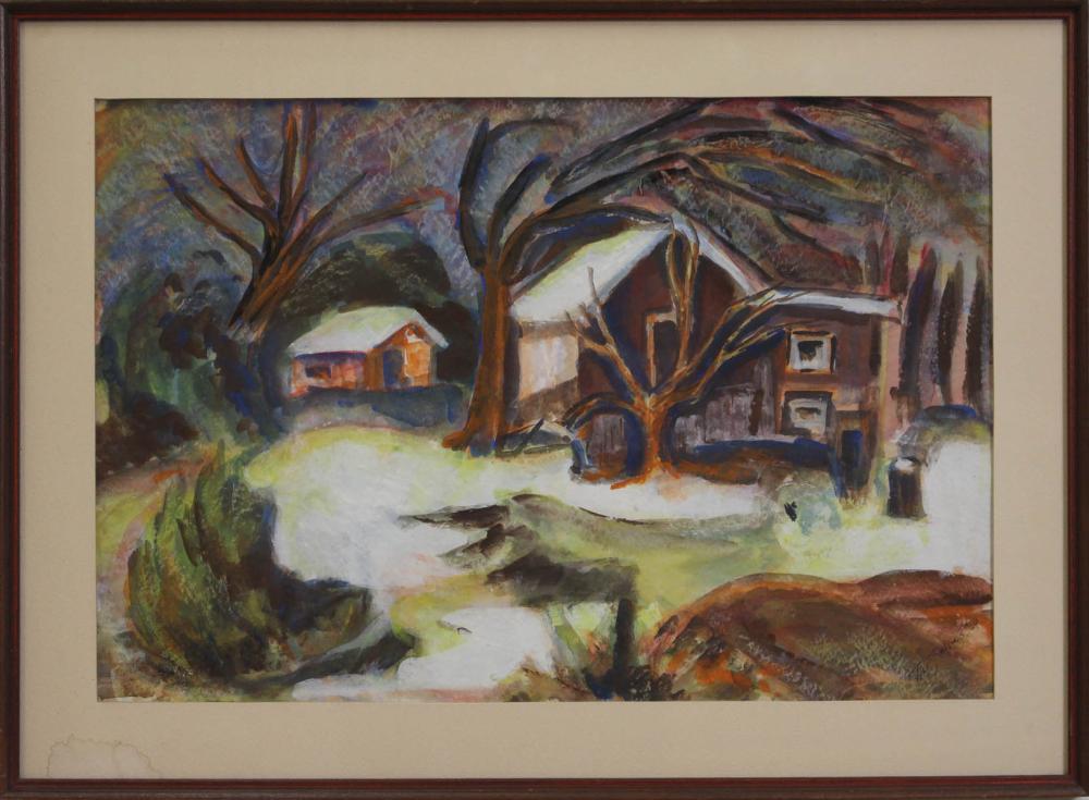 Appraisal: LAIMI TAS ROLLINS Washington - tempera on paper winter landscape