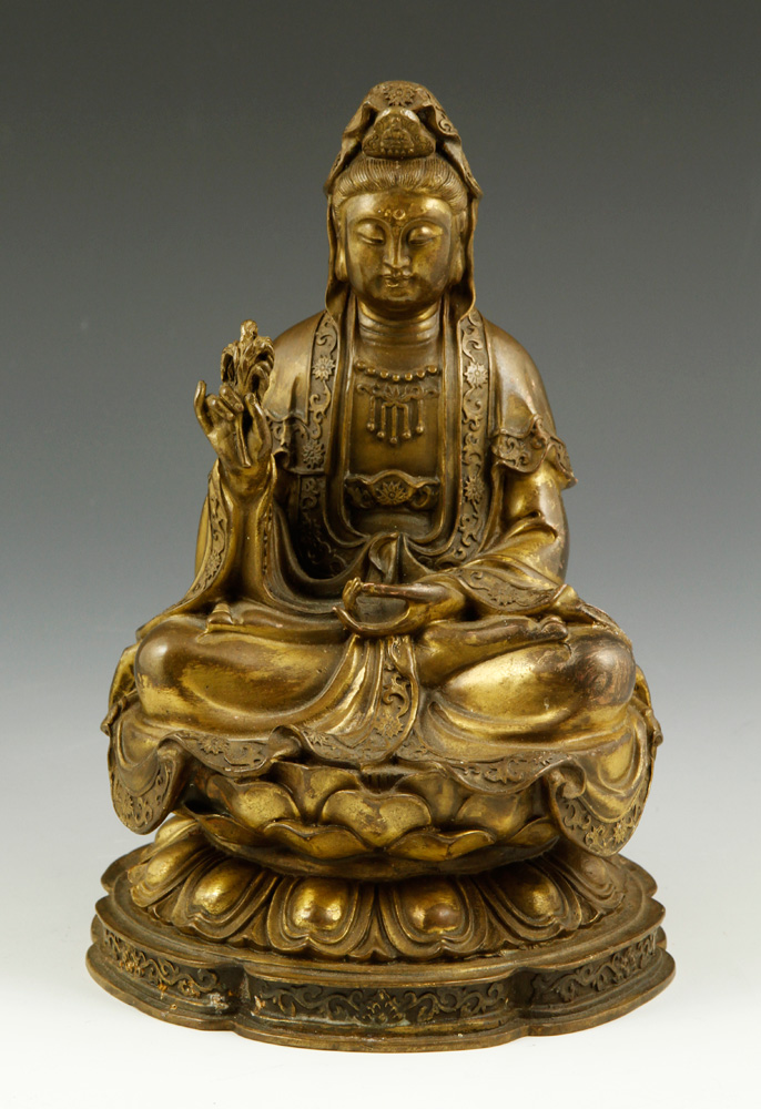 Appraisal: - Chinese Bronze Buddha Chinese figure of Buddha bronze seated