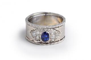 Appraisal: Buccellati Sapphire Diamond Band K white gold sapphire weight approx