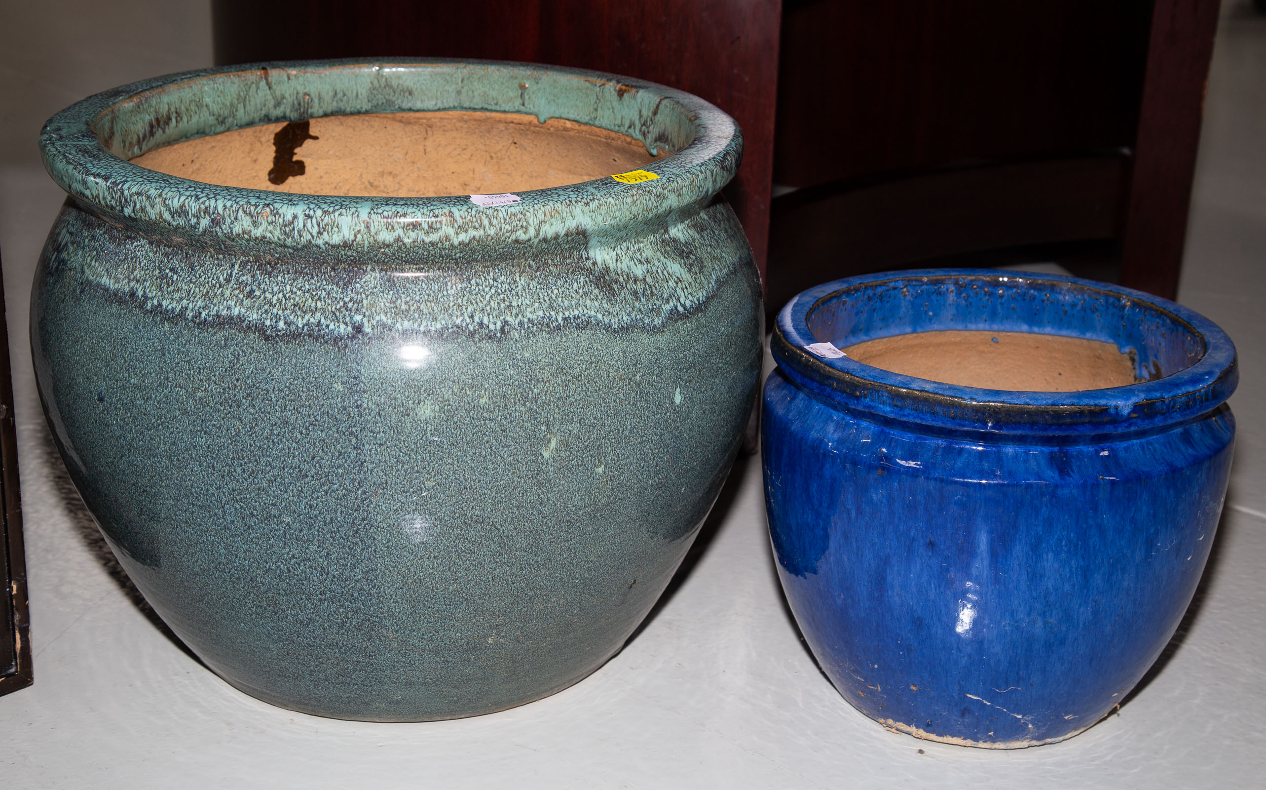 Appraisal: TWO MODERN POTTERY PLANTERS