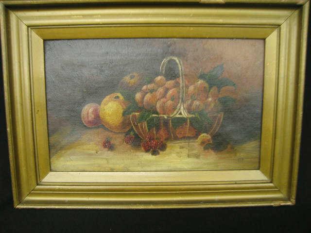 Appraisal: Victorian Oil Still life with basket of strawberries various fruit